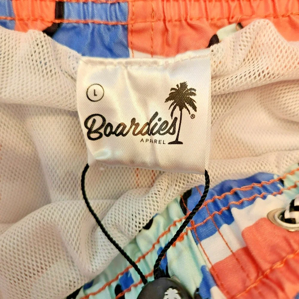 Boardies Apparel Mens Abstract Geometric Swim Trunks‎ Blue Coral Large